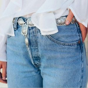 silver poncho western boho chain belt